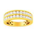 10K Yellow Gold Two-Row Diamond Band Ring (1 Cttw, J-K Color, I1-I2 Clarity) - Size 6 by Bids.com