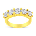 14K Yellow Gold Plated .925 Sterling Silver 2.0 Cttw Shared Prong Set Diamond 5 Stone Wedding Band Ring (J-K Color, I1-I2 Clarity) - Size 7 by Bids.com