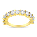 14K Yellow Gold Plated .925 Sterling Silver 2.00 Cttw Shared Prong Set Round-Diamond 11 Stone Band Ring (J-K Color, I1-I2 Clarity) - Size 7 by Bids.com