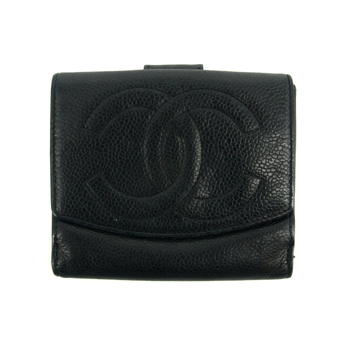 Chanel CC Black Caviar Timeless Compact Wallet #3004 by Bolt Boutique