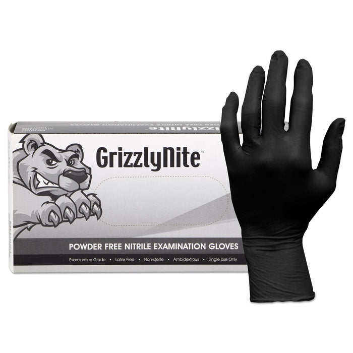 HOSPECO ProWorks GrizzlyNite Nitrile Gloves, Black, Small, 1000/CT