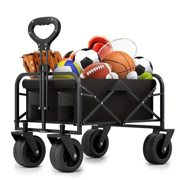 Heavy Duty Utility Portable Foldable Outdoor Beach Garden Wagon Cart with 360° All Terrain Wheels by DailySale