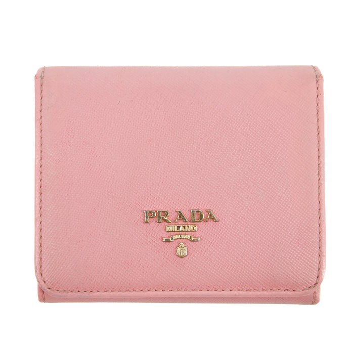 Prada Pink Saffiano Leather Compact Wallet #3010 by Bolt Boutique