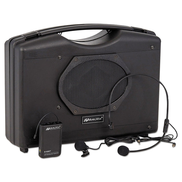 AmpliVox Bluetooth Audio Portable Buddy with Wireless Handsfree Mic, 50 W, Black