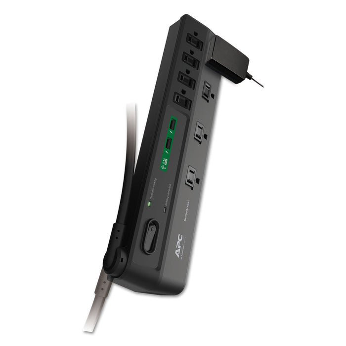 APC Home Office SurgeArrest Power Surge Protector, 8 AC Outlets/2 USB Ports, 6 ft Cord, 2,630 J, Black