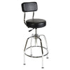 ShopSol Heavy-Duty Shop Stool, Supports Up to 300 lb, 29" to 34" Seat Height, Black Seat/Back, Chrome Base