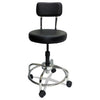 ShopSol Lab and Healthcare Stool, Supports Up to 300 lb, 19" to 27" Seat Height, Black Seat/Back, Chrome Base