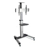 Tripp Lite Flat Panel Floor Stand, Tilt Range: -12° to +5°, Metal, 1 Shelf, 110 lb Capacity, 32.6" x 27.6" x 81.5", Silver/Black