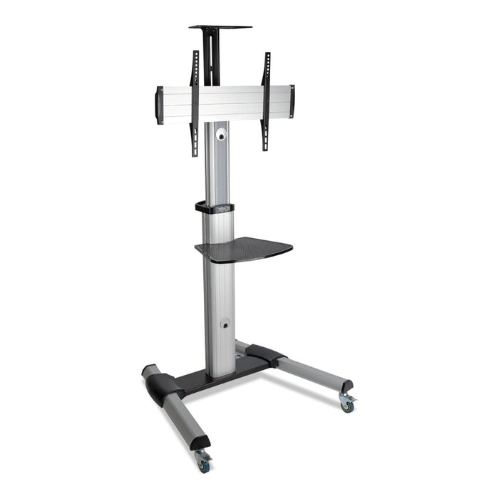 Tripp Lite Flat Panel Floor Stand, Tilt Range: -12° to +5°, Metal, 1 Shelf, 110 lb Capacity, 32.6" x 27.6" x 81.5", Silver/Black