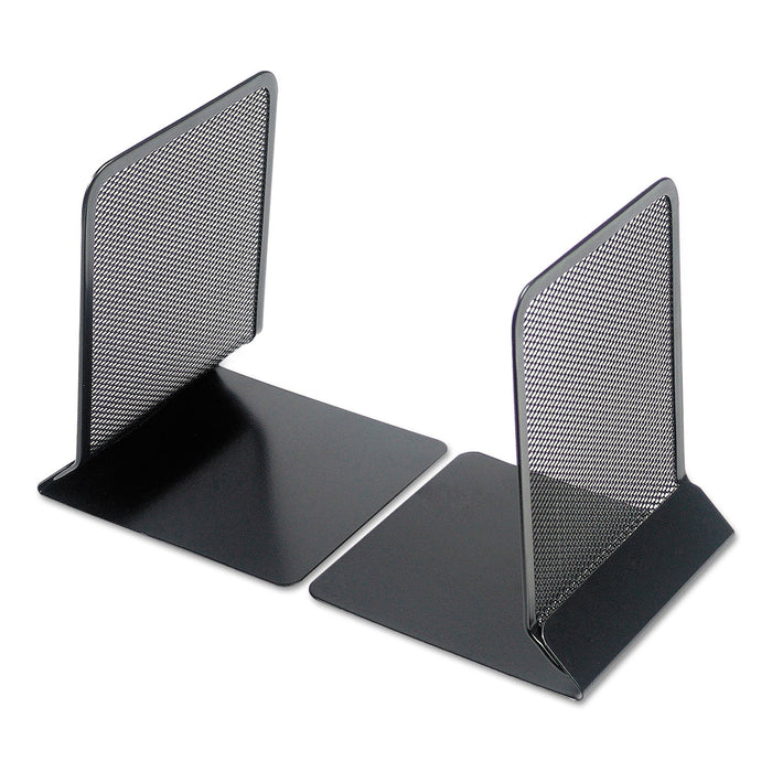 Universal Metal Mesh Bookends, Nonskid, 5.38 x 5.38 x 6.75, Black, 1 Pair