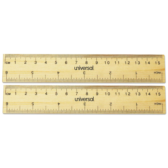 Universal Flat Wood Ruler, Standard/Metric, 6" Long