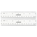 Universal Clear Plastic Ruler, Standard/Metric, 6" Long, Clear, 2/Pack