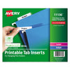Avery Tabs Inserts For Hanging File Folders, 1/5-Cut, White, 2" Wide, 100/Pack