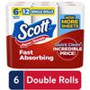Scott Fast-Absorbing Paper Towels, Choose-A-Sheet - 6 Rolls