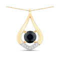 Genuine 10K Blue Sapphire Diamond Cocktail Pendant by Fine Color Jewels