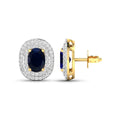 Genuine White Diamond and Blue Sapphire Studs by Fine Color Jewels