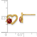 14k Gold Ladybug Earrings on Heart by Fine Color Jewels