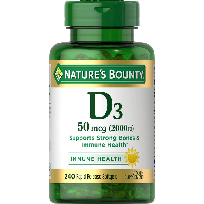 Nature's Bounty Vitamin D3, 50 Mcg, Rapid Release Softgels by Pasteur Pharmacy