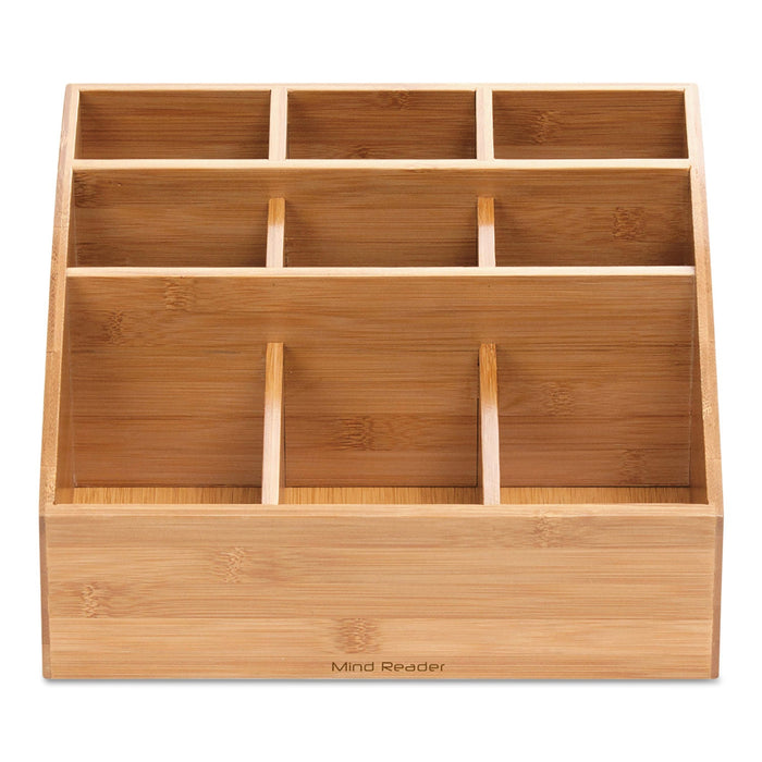 Mind Reader Square 9 Compartment Condiment Organizer, 12 x 12 x 5.5, Bamboo