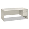 HON 38000 Series Right Pedestal Desk, 72" x 36" x 30", Light Gray/Silver