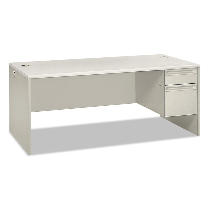 HON 38000 Series Right Pedestal Desk, 72" x 36" x 30", Light Gray/Silver