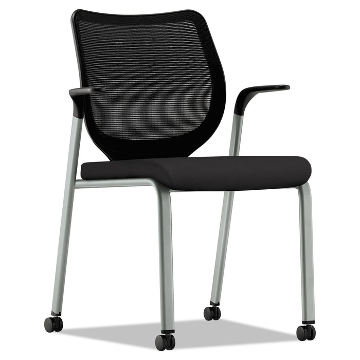 HON Nucleus Series Multipurpose Stacking Chair, ilira-Stretch M4 Back, Supports Up to 300 lb, Black Seat/Back, Platinum Base