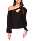 Michael Michael Kors One-Shoulder Keyhole Top, Black, PXL by Vanessa Jane