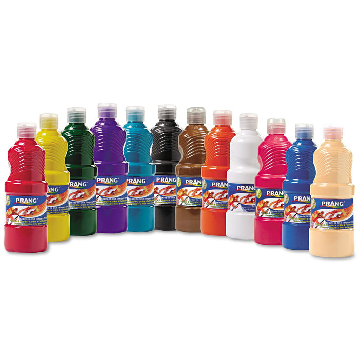 Prang Ready-to-Use Tempera Paint, 12 Assorted Colors, 16 oz Bottle, 12/Pack