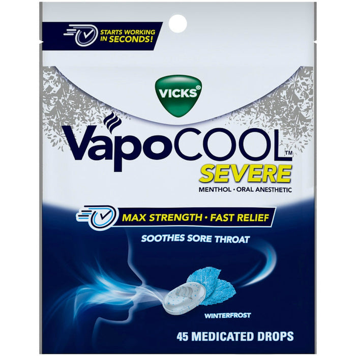 Vicks® VapoCool™ Severe Max Strength Medicated Drops – Winterfrost (45ct) by Pasteur Pharmacy
