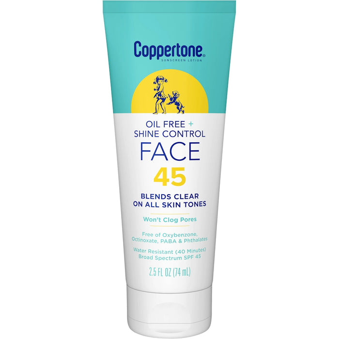 Coppertone INPROGRESS... Sunscreen Lotion, Oil Free + Shine Control, Face, SPF 45, 2.5 Fl Oz (74 Ml) by Pasteur Pharmacy