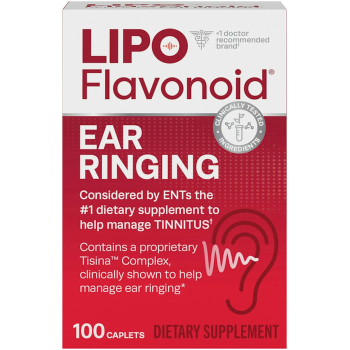 Lipo-Flavonoid Plus Ear Ringing Relief, Tinnitus Support Supplement - 100 Caplets by Pasteur Pharmacy