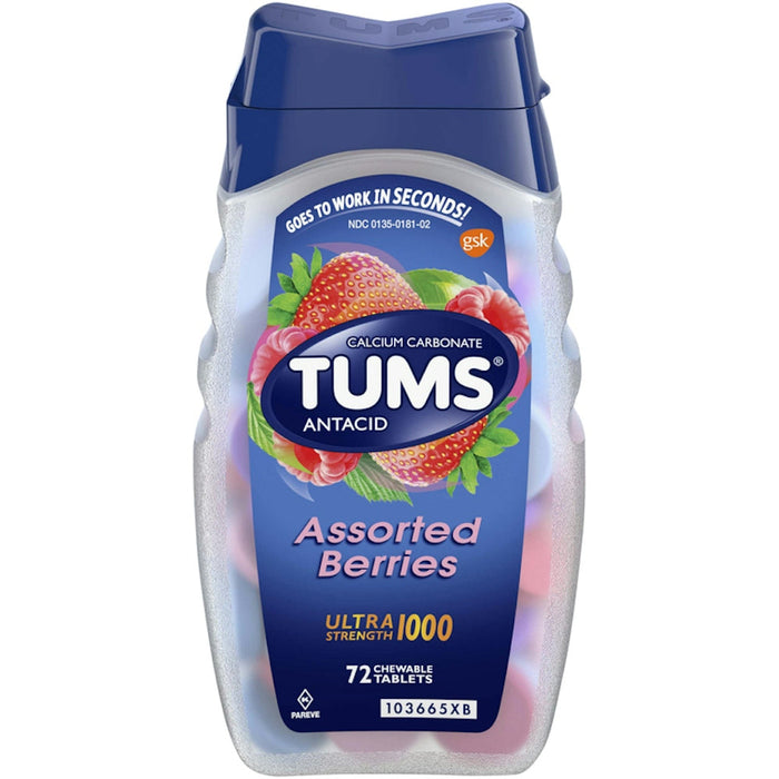 Tums Ultra Strength Chewable Antacid Tablets For Heartburn Relief, Assorted Berries by Pasteur Pharmacy