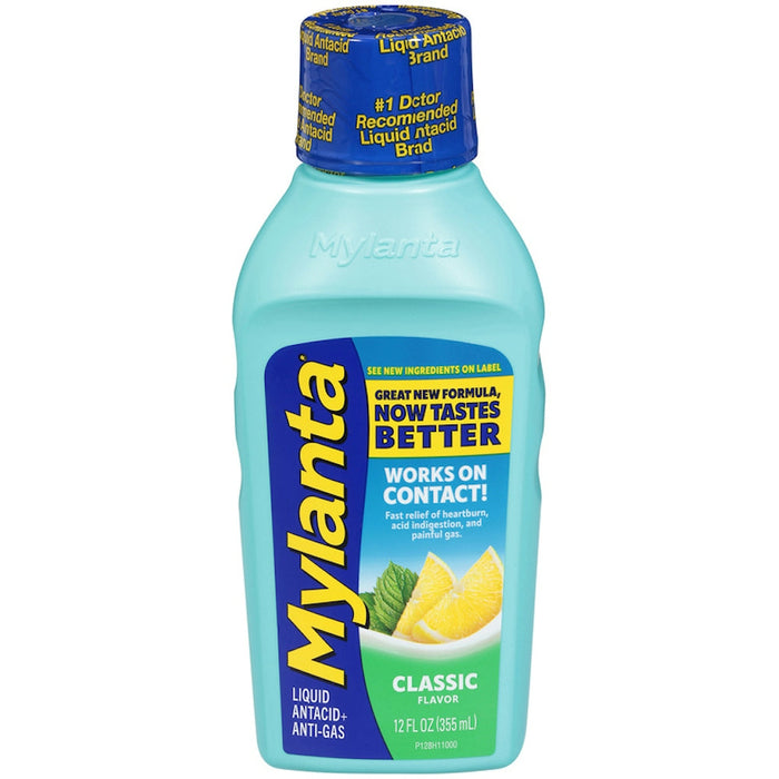 Mylanta Antacid + Anti Gas, Liquid, Classic Flavor 12 Fl Oz by Pasteur Pharmacy