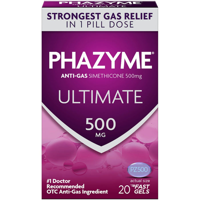 Phazyme Ultimate Gas & Bloating Relief, Works In Minutes, 20 Fast Gels by Pasteur Pharmacy