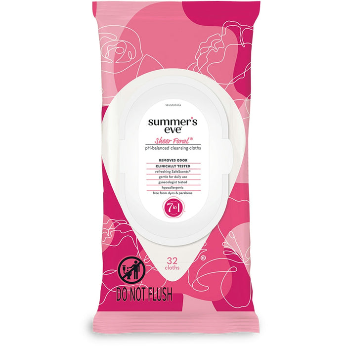 Summer's Eve Feminine Cleansing Cloths For Sensitive Skin Sheer Floral by Pasteur Pharmacy