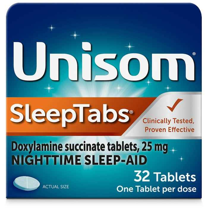 Unisom SleepTabs Nighttime Sleep Aid, 25mg Doxylamine Succinate – 32 Count by Pasteur Pharmacy