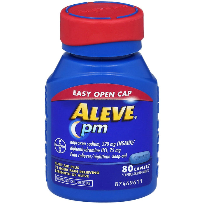 Aleve PM Pain Reliever & Nighttime Sleep Aid, Naproxen Sodium 220mg, 80 Count Caplets by Pasteur Pharmacy