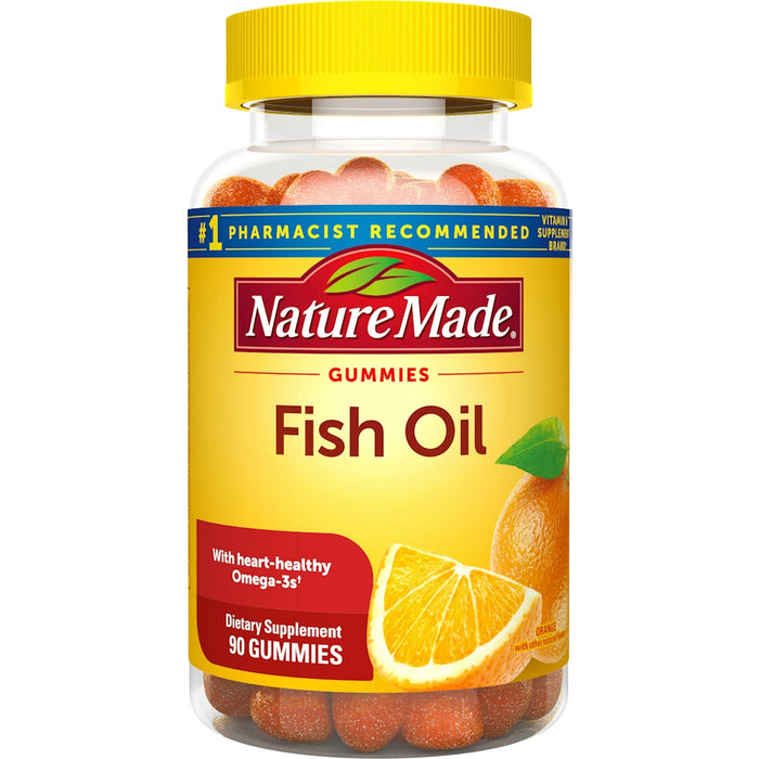 Nature Made Fish Oil Gummies, 90 Count, With Heart-Healthy Omega 3s 57 Mg, In Delicious Strawberry, Lemon, & Orange by Pasteur Pharmacy