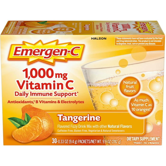 Emergen-C 30 Count, Tangerine Flavor) Dietary Supplement Fizzy Drink Mix With 1000 Mg Vitamin 0.33 Ounce Packets, Caffeine Free by Pasteur Pharmacy