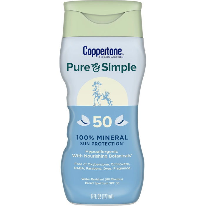 Coppertone Pure & Simple Mineral Sunscreen Lotion With Zinc Oxide - SPF 50 - 6 Fl Oz by Pasteur Pharmacy