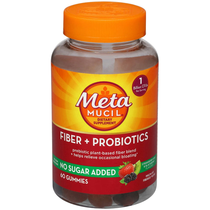 Metamucil No Sugar Added Gummies Strawberry Kiwi & Blackberry Flavored Fiber + Probiotics by Pasteur Pharmacy