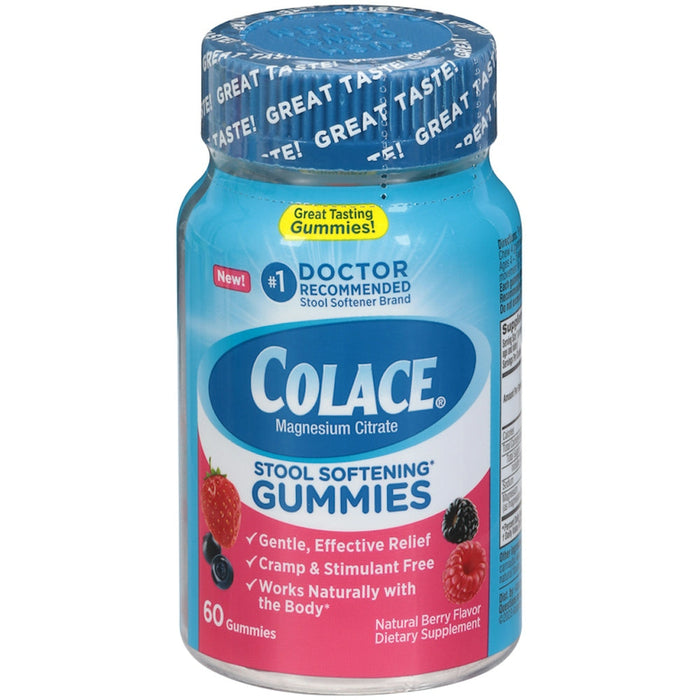 Colace Natural Berry Flavor Stool Softening 60 Gummies by Pasteur Pharmacy