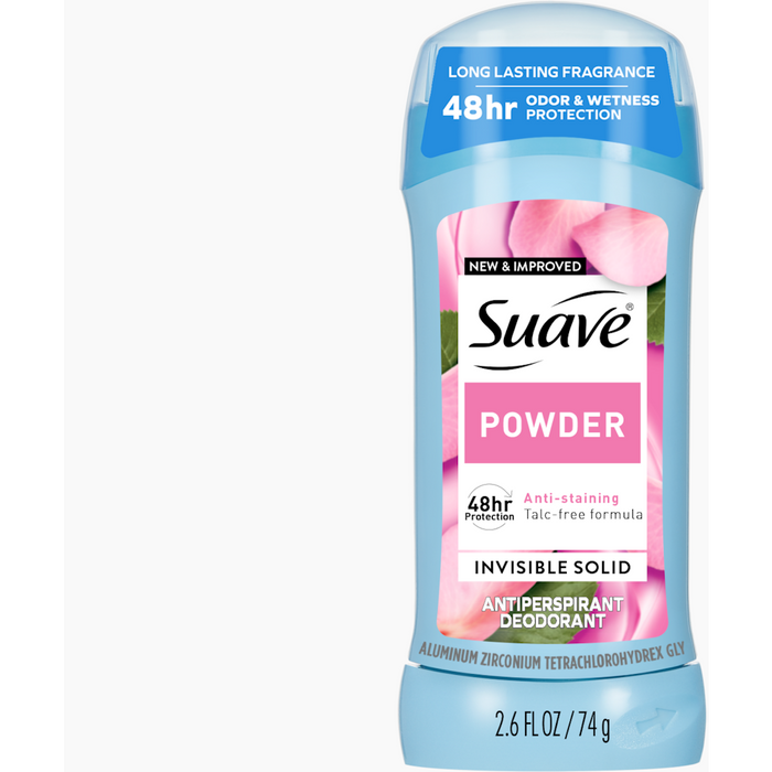 Suave Antiperspirant Deodorant, Invisible Solid, Powder 2.6 Fl Oz by Pasteur Pharmacy