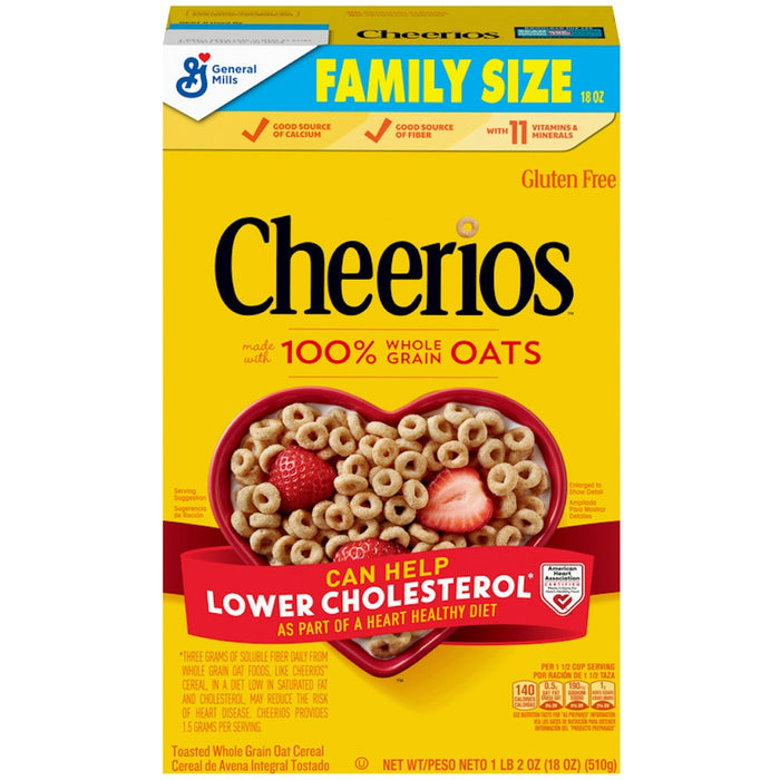 Cheerios Cereal, Toasted Whole Grain Oat, Family Size 18 Oz by Pasteur Pharmacy