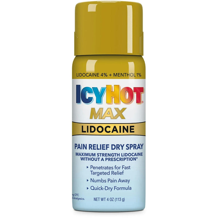 Icy Hot Pain Relief Spray, Dry, Max Strength, Lidocaine, Plus Menthol by Pasteur Pharmacy