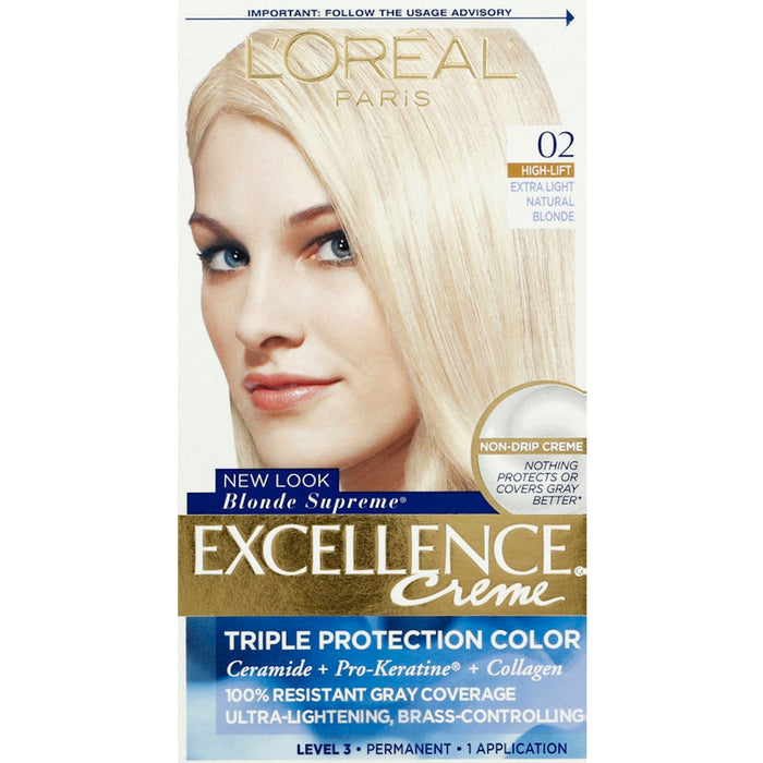 Excellence L'Oreal Paris Creme Permanent Triple Protection Hair Color, 02 Extra Light Natural Blonde Blonde, 1 Kit by Pasteur Pharmacy