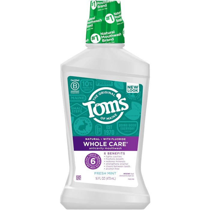 Tom's Of Maine Whole Care Fresh Mint Fluoride Mouthwash 16 Oz by Pasteur Pharmacy