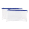 Universal Zippered Wallets/Cases, Transparent Plastic, 11 x 6, Clear/Blue, 2/Pack