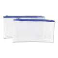 Universal Zippered Wallets/Cases, Transparent Plastic, 11 x 6, Clear/Blue, 2/Pack