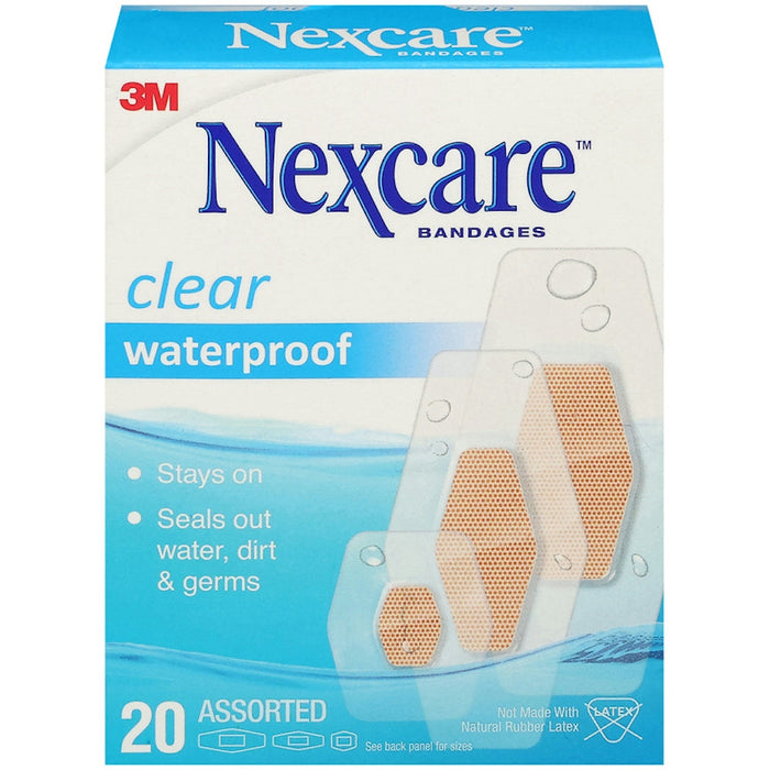 Nexcare Waterproof Bandages, Clear & Breathable, Assorted Sizes, 20 Count by Pasteur Pharmacy